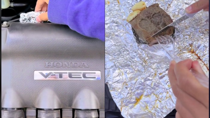 Viral Man Cooks Steak on a Running Car Engine